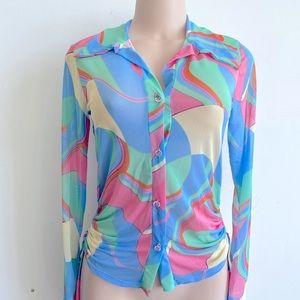 Marble print button up shirt